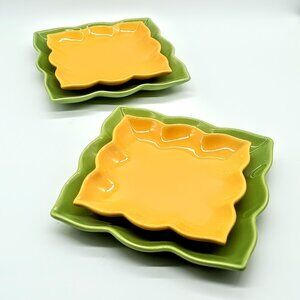 Chantal Talavera Collection Yellow Green Square Plates (4)